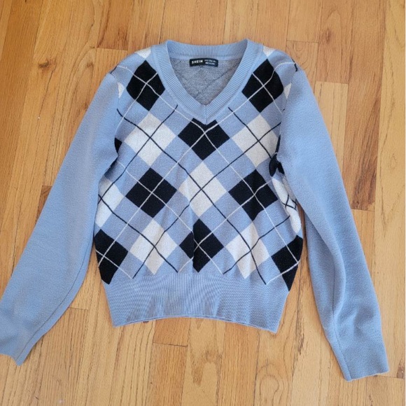 Blue argyle sweater - Picture 1 of 1